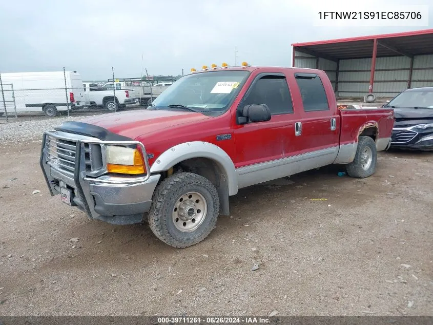 2001 Ford F250 Super Duty VIN: 1FTNW21S91EC85706 Lot: 39711261