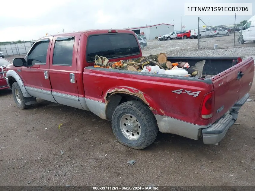 2001 Ford F250 Super Duty VIN: 1FTNW21S91EC85706 Lot: 39711261