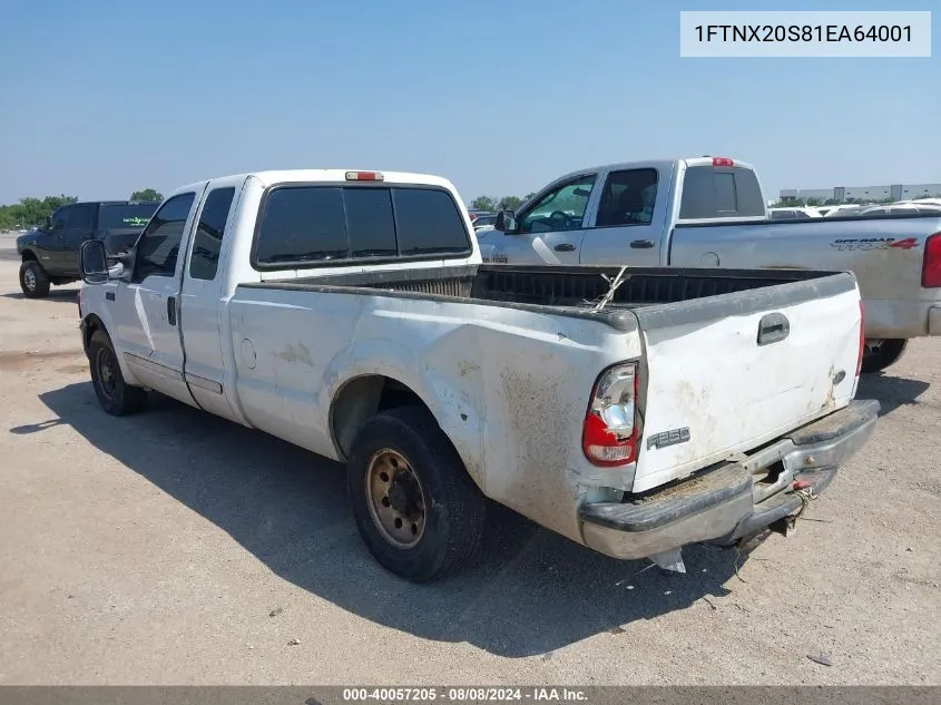 2001 Ford F-250 Lariat/Xl/Xlt VIN: 1FTNX20S81EA64001 Lot: 40057205