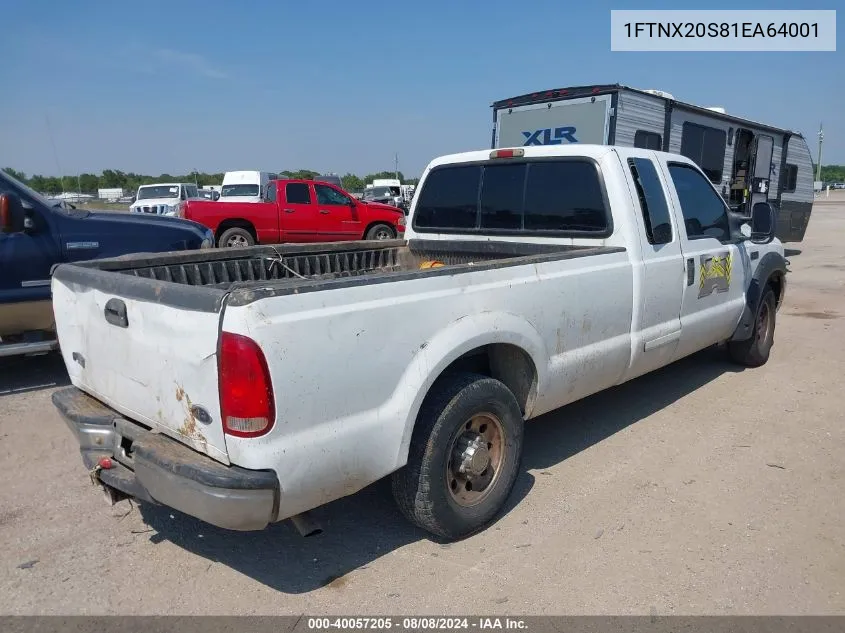 2001 Ford F-250 Lariat/Xl/Xlt VIN: 1FTNX20S81EA64001 Lot: 40057205