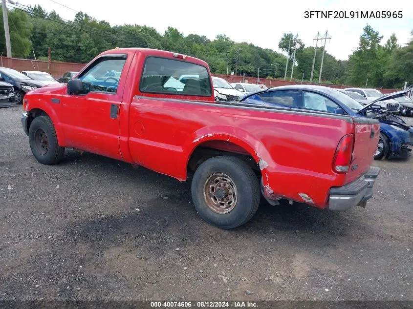 2001 Ford F-250 Xl/Xlt VIN: 3FTNF20L91MA05965 Lot: 40074606