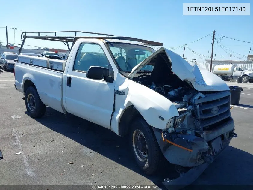 2001 Ford F-250 Xl/Xlt VIN: 1FTNF20L51EC17140 Lot: 40181295