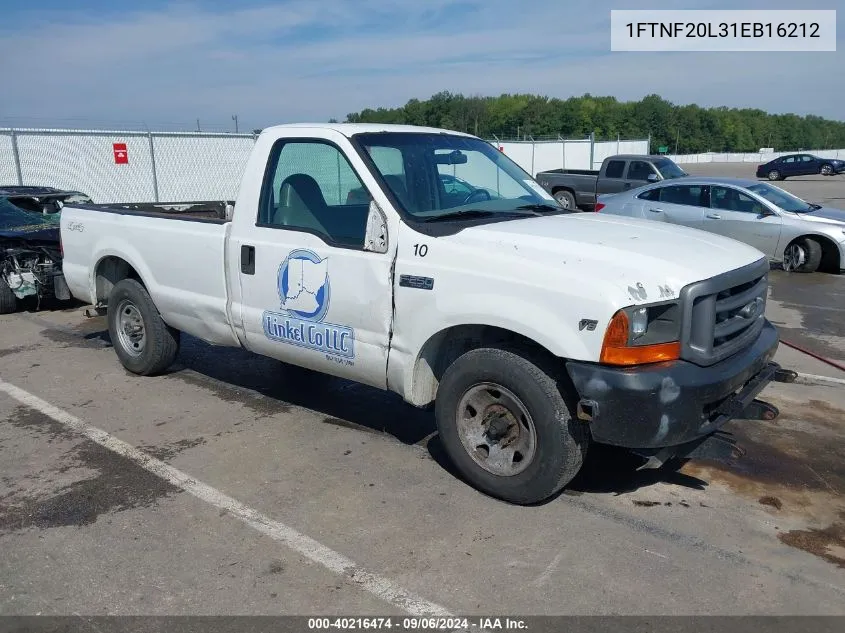 2001 Ford F-250 Xl/Xlt VIN: 1FTNF20L31EB16212 Lot: 40216474