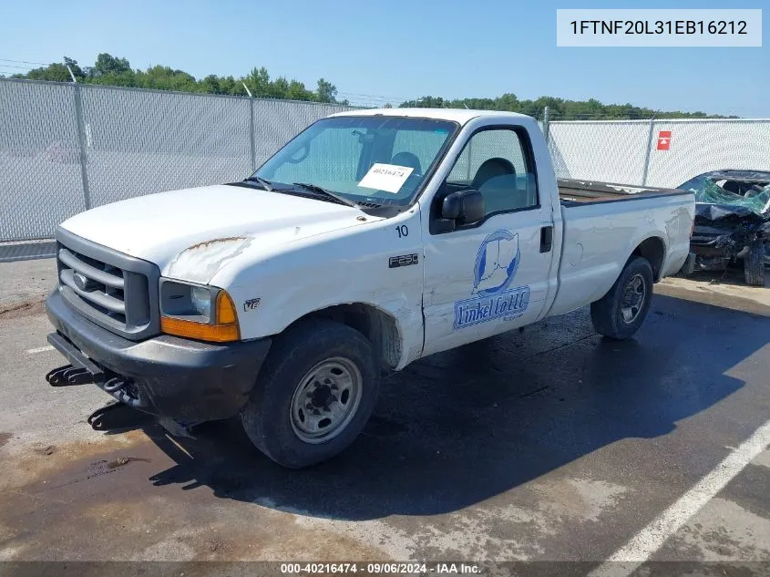 2001 Ford F-250 Xl/Xlt VIN: 1FTNF20L31EB16212 Lot: 40216474