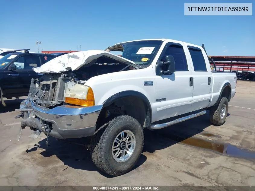 2001 Ford F-250 Lariat/Xl/Xlt VIN: 1FTNW21F01EA59699 Lot: 40374241