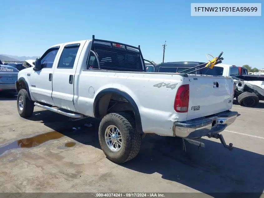 2001 Ford F-250 Lariat/Xl/Xlt VIN: 1FTNW21F01EA59699 Lot: 40374241