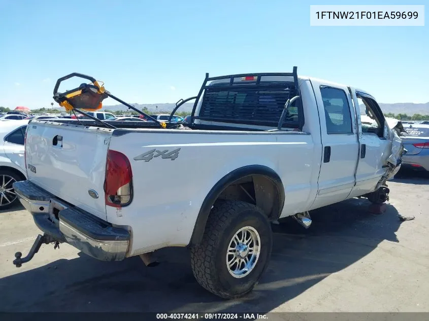 2001 Ford F-250 Lariat/Xl/Xlt VIN: 1FTNW21F01EA59699 Lot: 40374241