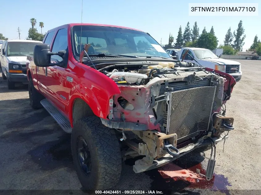 2001 Ford F-250 Lariat/Xl/Xlt VIN: 3FTNW21F01MA77100 Lot: 40424451