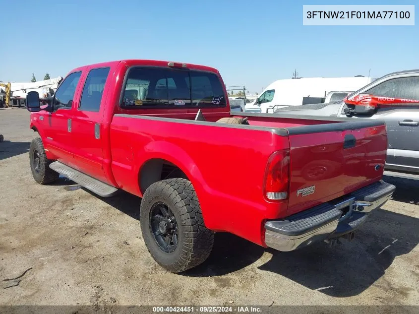 2001 Ford F-250 Lariat/Xl/Xlt VIN: 3FTNW21F01MA77100 Lot: 40424451