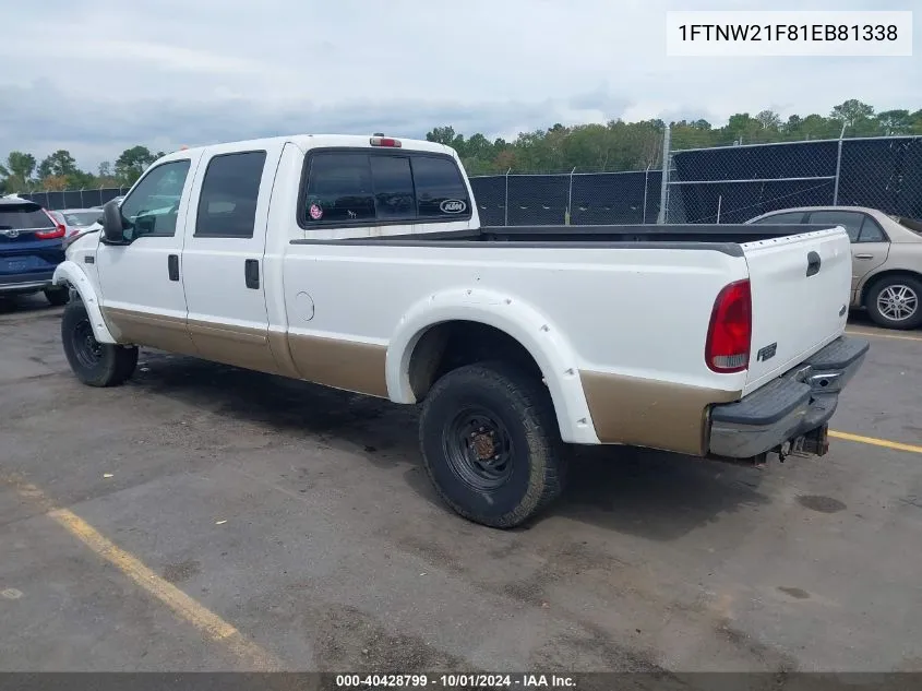 2001 Ford F-250 Lariat/Xl/Xlt VIN: 1FTNW21F81EB81338 Lot: 40428799