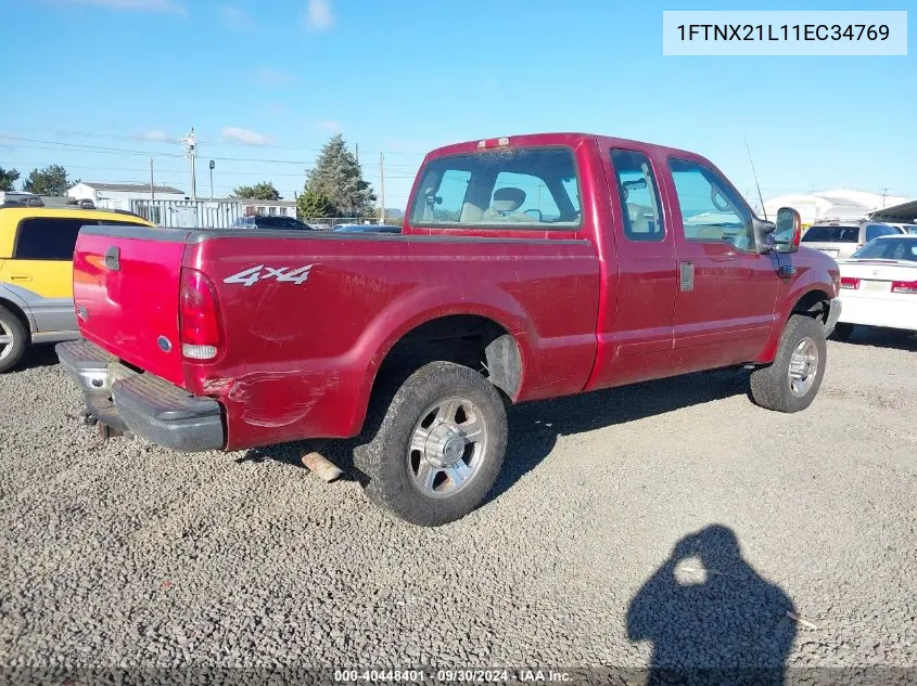 2001 Ford F-250 Lariat/Xl/Xlt VIN: 1FTNX21L11EC34769 Lot: 40448401