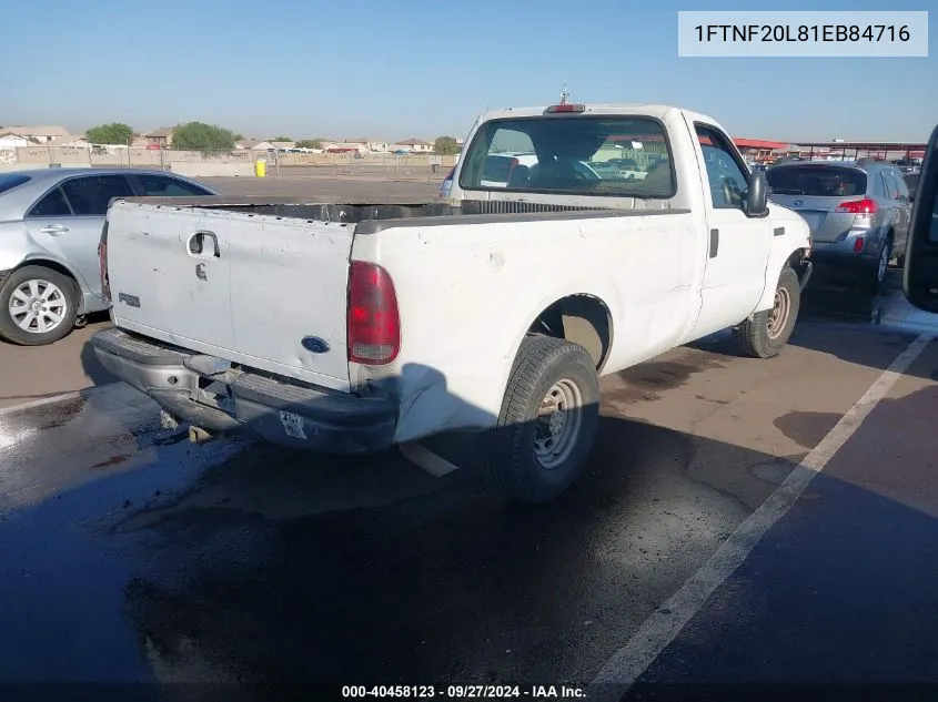 2001 Ford F-250 Xl/Xlt VIN: 1FTNF20L81EB84716 Lot: 40458123