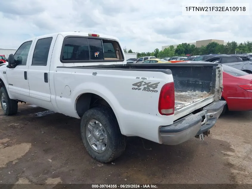 2002 Ford F-250 Lariat/Xl/Xlt VIN: 1FTNW21F32EA10918 Lot: 39704355