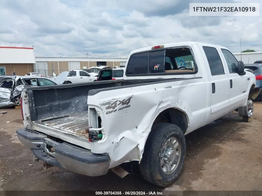 2002 Ford F-250 Lariat/Xl/Xlt VIN: 1FTNW21F32EA10918 Lot: 39704355