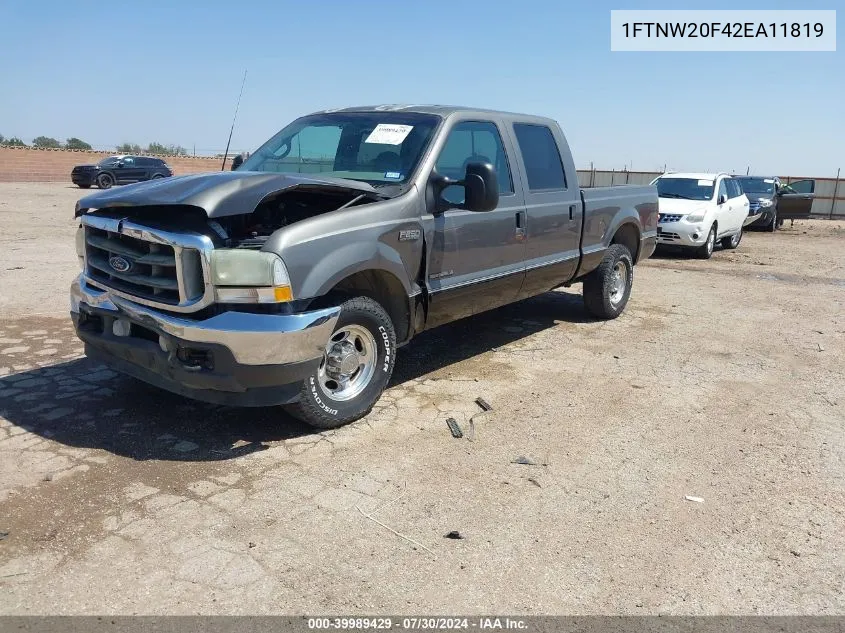 2002 Ford F-250 Lariat/Xl/Xlt VIN: 1FTNW20F42EA11819 Lot: 39989429