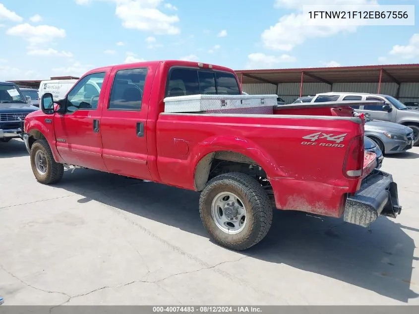 2002 Ford F-250 Lariat/Xl/Xlt VIN: 1FTNW21F12EB67556 Lot: 40074483