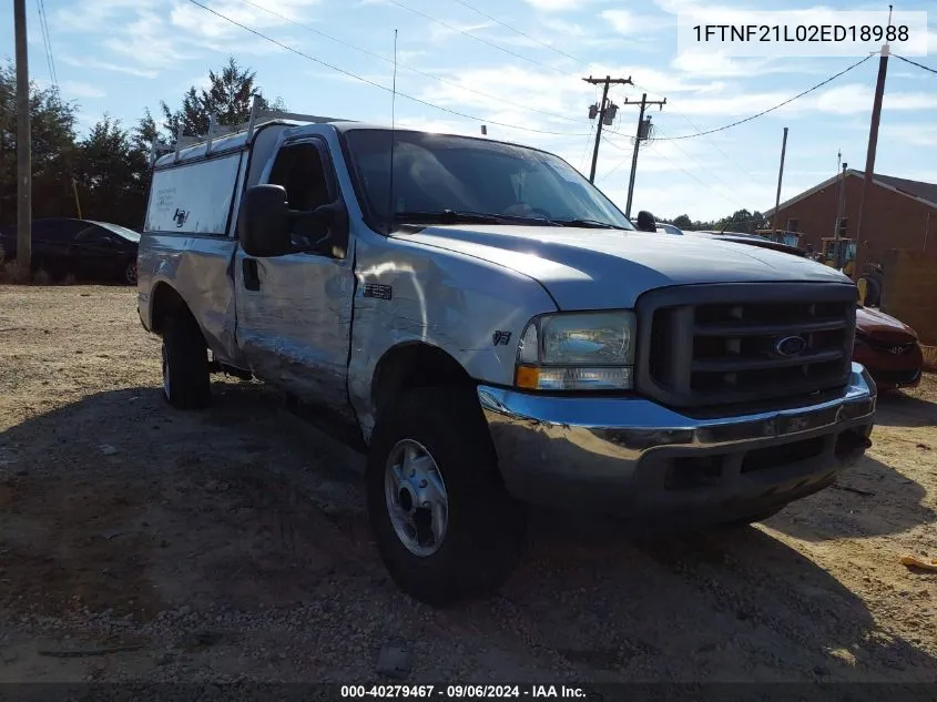 2002 Ford F250 Super Duty VIN: 1FTNF21L02ED18988 Lot: 40279467