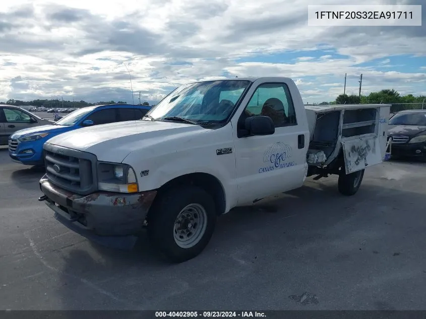 2002 Ford F250 Super Duty VIN: 1FTNF20S32EA91711 Lot: 40402905