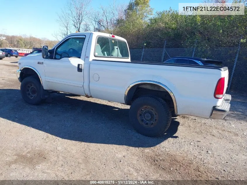 2002 Ford F-250 Xl/Xlt VIN: 1FTNF21L22EC04572 Lot: 40815275