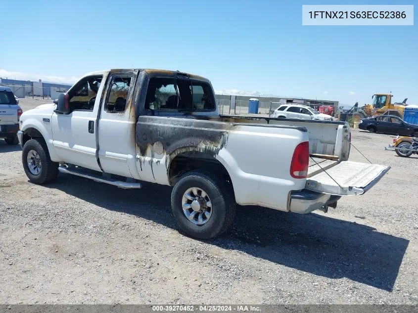 2003 Ford F-250 Lariat/Xl/Xlt VIN: 1FTNX21S63EC52386 Lot: 39270452