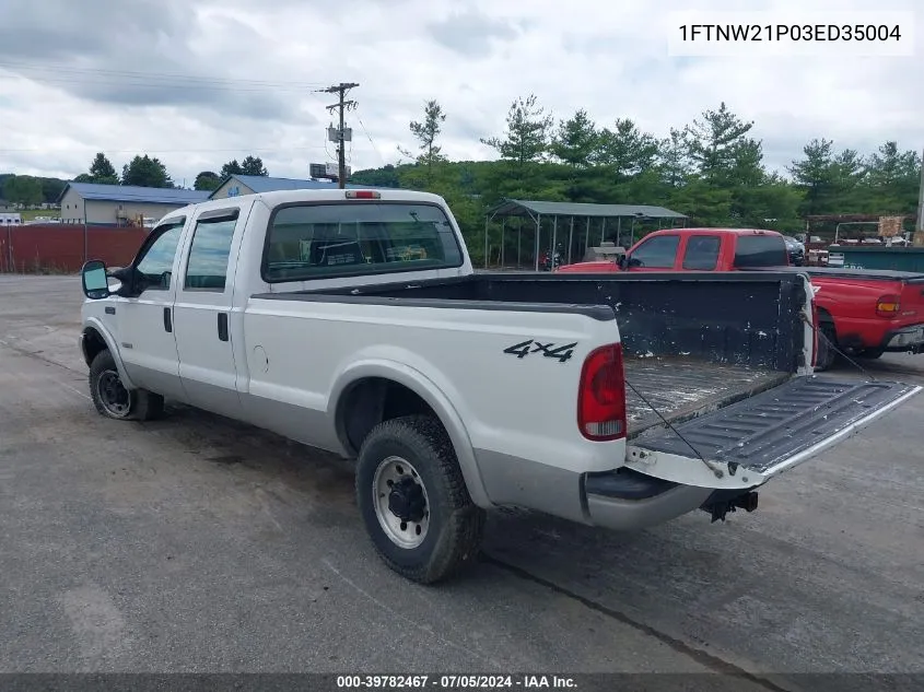 2003 Ford F-250 Lariat/Xl/Xlt VIN: 1FTNW21P03ED35004 Lot: 39782467