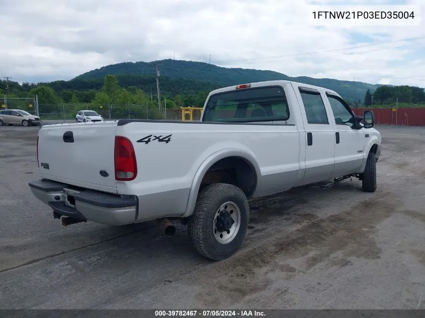 2003 Ford F-250 Lariat/Xl/Xlt VIN: 1FTNW21P03ED35004 Lot: 39782467