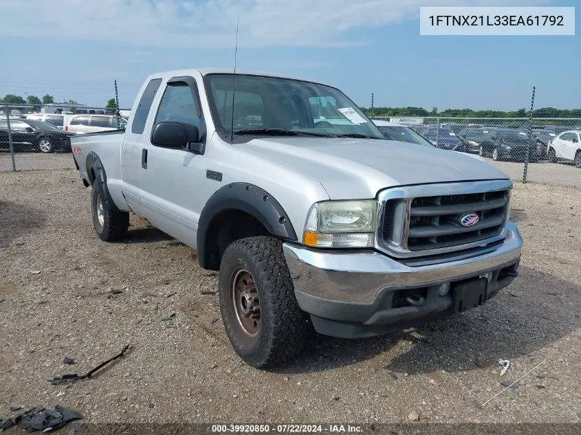 2003 Ford F-250 Lariat/Xl/Xlt VIN: 1FTNX21L33EA61792 Lot: 39920850