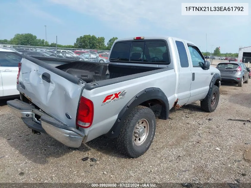 2003 Ford F-250 Lariat/Xl/Xlt VIN: 1FTNX21L33EA61792 Lot: 39920850