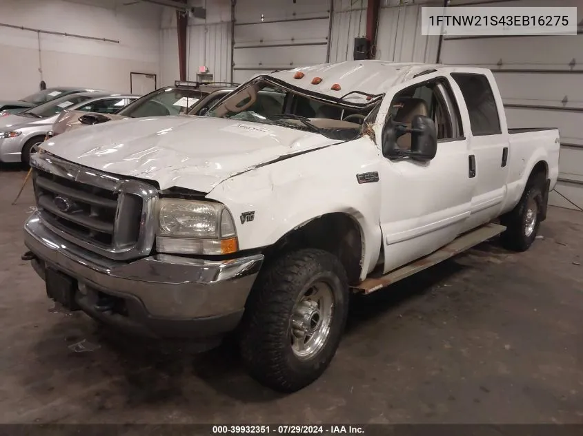 2003 Ford F-250 Lariat/Xl/Xlt VIN: 1FTNW21S43EB16275 Lot: 39932351