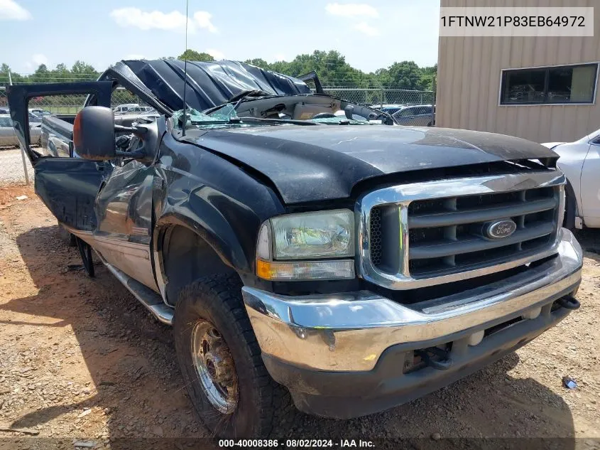 2003 Ford F-250 Lariat/Xl/Xlt VIN: 1FTNW21P83EB64972 Lot: 40008386