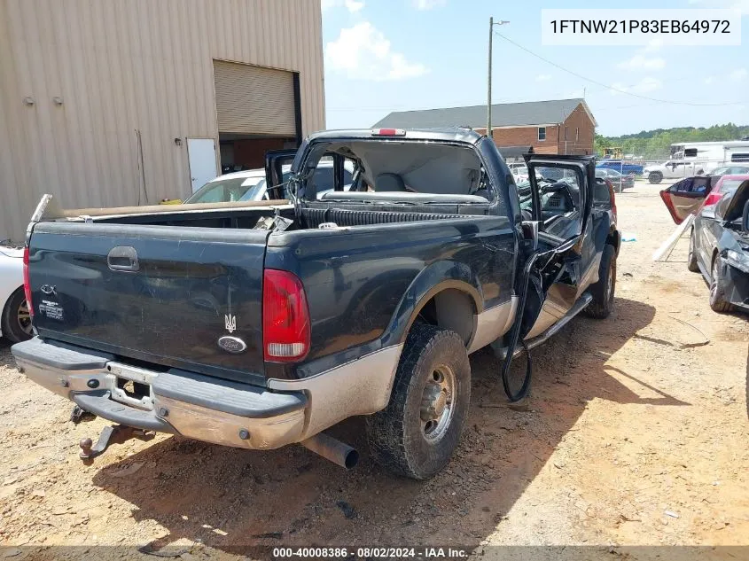 2003 Ford F-250 Lariat/Xl/Xlt VIN: 1FTNW21P83EB64972 Lot: 40008386