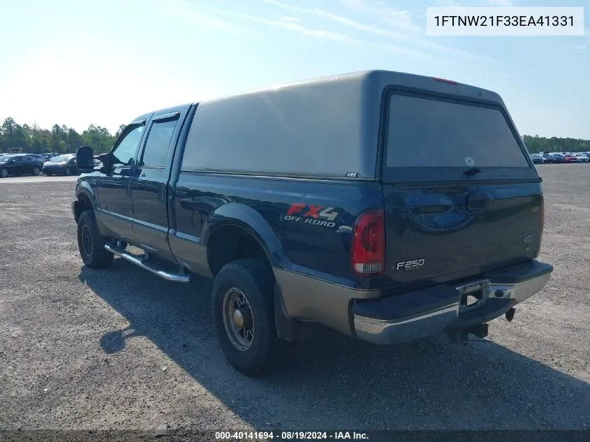 2003 Ford F-250 Lariat/Xl/Xlt VIN: 1FTNW21F33EA41331 Lot: 40141694