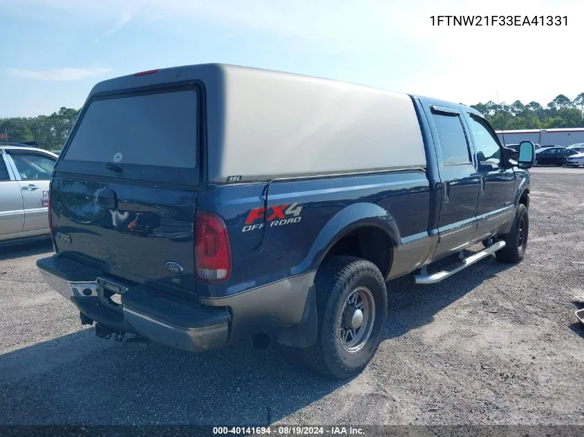 2003 Ford F-250 Lariat/Xl/Xlt VIN: 1FTNW21F33EA41331 Lot: 40141694