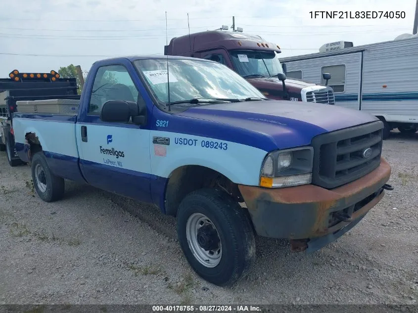 2003 Ford F-250 Xl/Xlt VIN: 1FTNF21L83ED74050 Lot: 40178755