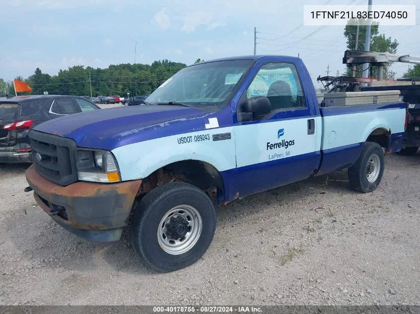 2003 Ford F-250 Xl/Xlt VIN: 1FTNF21L83ED74050 Lot: 40178755