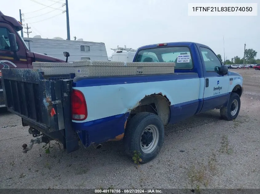 2003 Ford F-250 Xl/Xlt VIN: 1FTNF21L83ED74050 Lot: 40178755