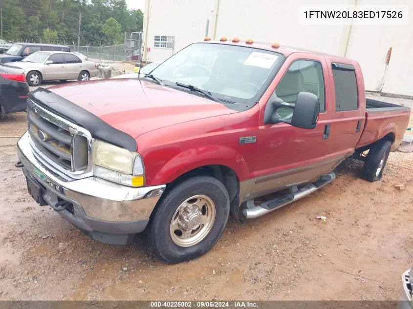 2003 Ford F-250 Lariat/Xl/Xlt VIN: 1FTNW20L83ED17526 Lot: 40225002