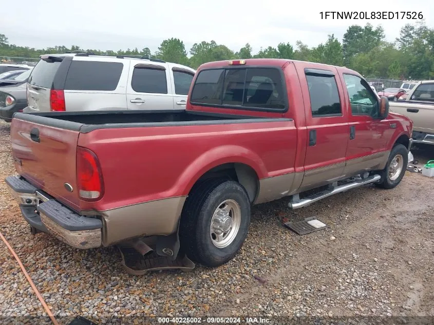 2003 Ford F-250 Lariat/Xl/Xlt VIN: 1FTNW20L83ED17526 Lot: 40225002