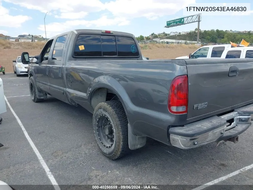 2003 Ford F-250 Lariat/Xl/Xlt VIN: 1FTNW20S43EA46830 Lot: 40250559