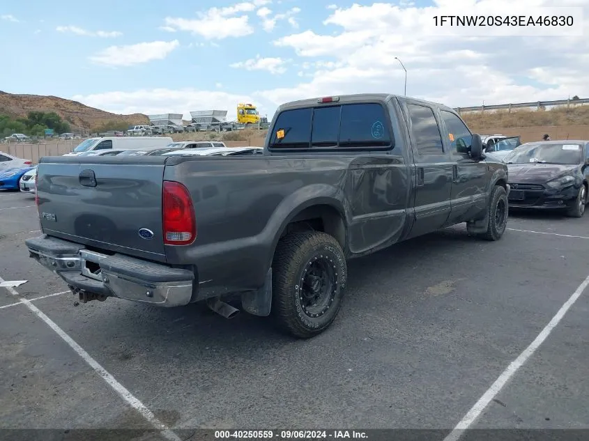 2003 Ford F-250 Lariat/Xl/Xlt VIN: 1FTNW20S43EA46830 Lot: 40250559