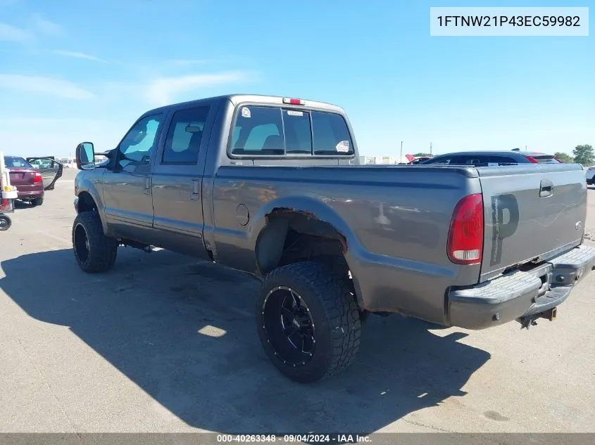 2003 Ford F-250 Lariat/Xl/Xlt VIN: 1FTNW21P43EC59982 Lot: 40263348