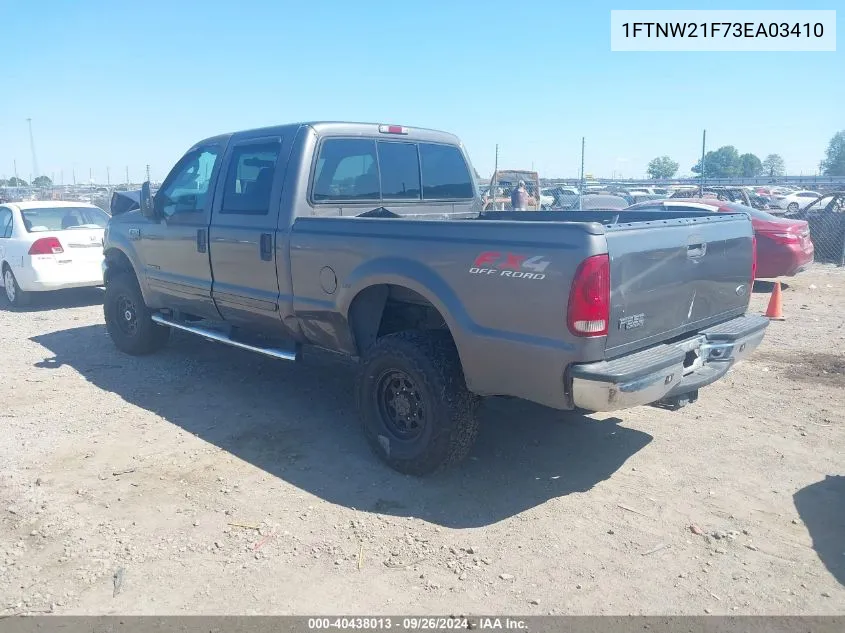 2003 Ford F-250 Lariat/Xl/Xlt VIN: 1FTNW21F73EA03410 Lot: 40438013