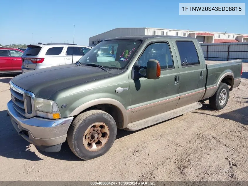 1FTNW20S43ED08815 2003 Ford F-250 Lariat/Xl/Xlt