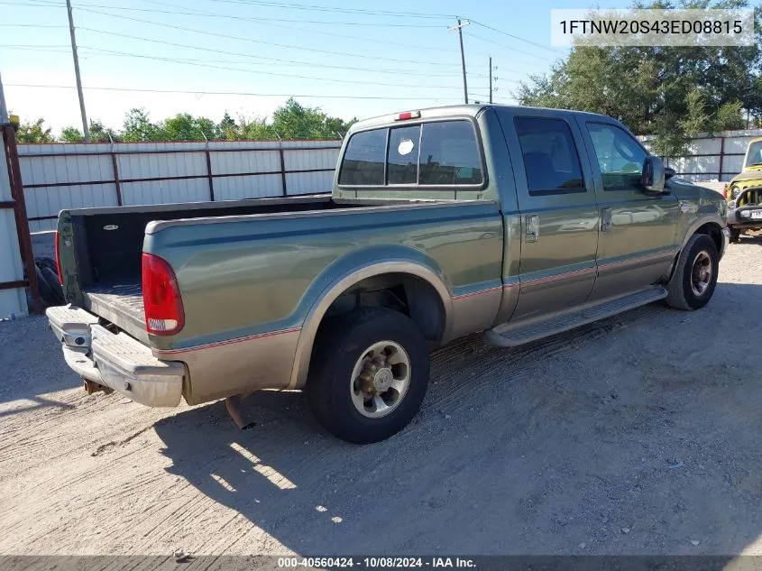 1FTNW20S43ED08815 2003 Ford F-250 Lariat/Xl/Xlt