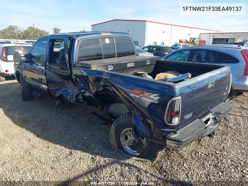 2003 Ford F-250 Lariat/Xl/Xlt VIN: 1FTNW21F33EA49137 Lot: 40871286