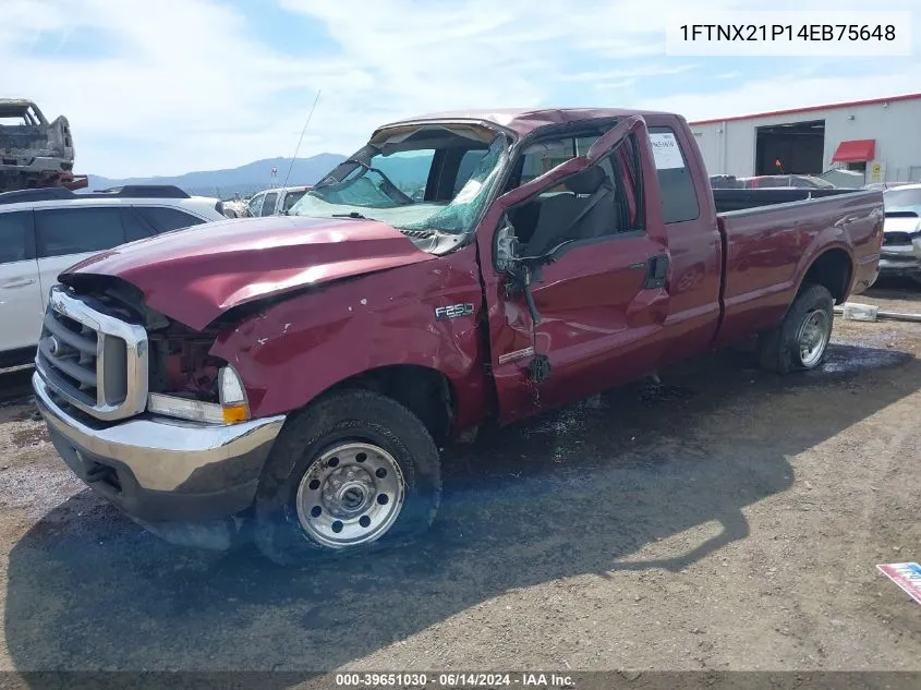 2004 Ford F-250 Lariat/Xl/Xlt VIN: 1FTNX21P14EB75648 Lot: 39651030