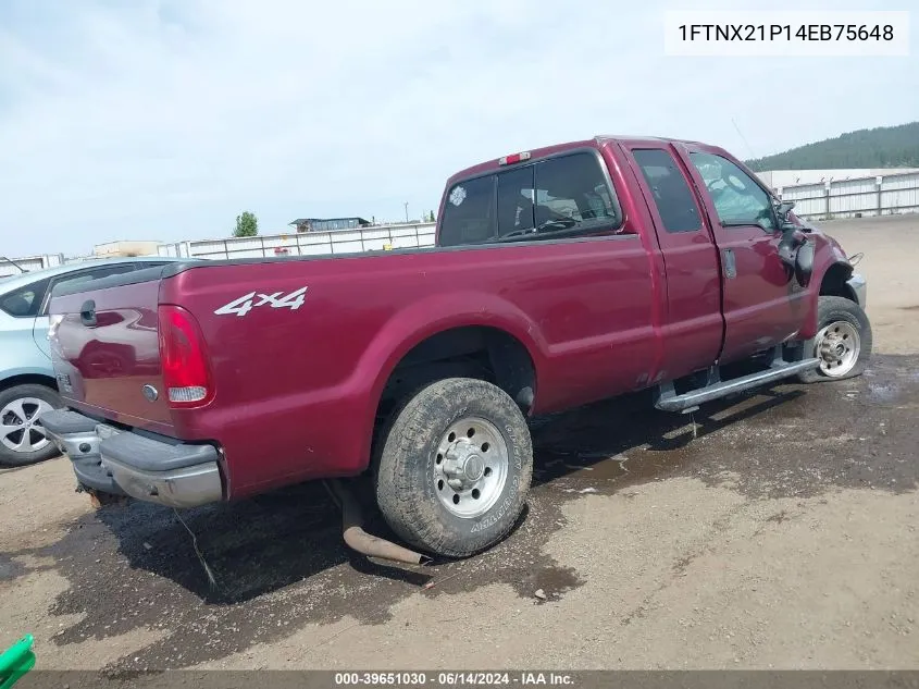 2004 Ford F-250 Lariat/Xl/Xlt VIN: 1FTNX21P14EB75648 Lot: 39651030