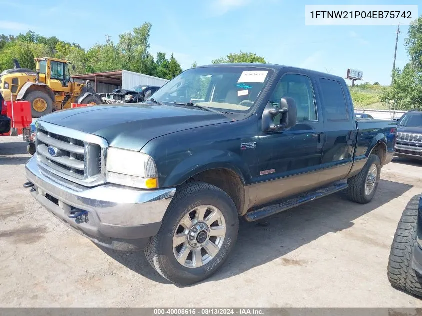 2004 Ford F250 Super Duty VIN: 1FTNW21P04EB75742 Lot: 40008615