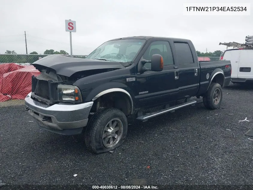 2004 Ford F-250 VIN: 1FTNW21P34EA52534 Lot: 40030612