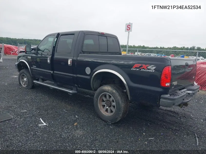 2004 Ford F-250 VIN: 1FTNW21P34EA52534 Lot: 40030612